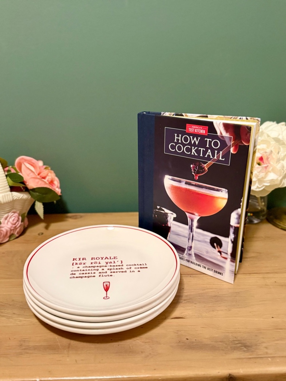 Pottery Barn Cocktail Plates Set + How to Cocktail Book Bundle